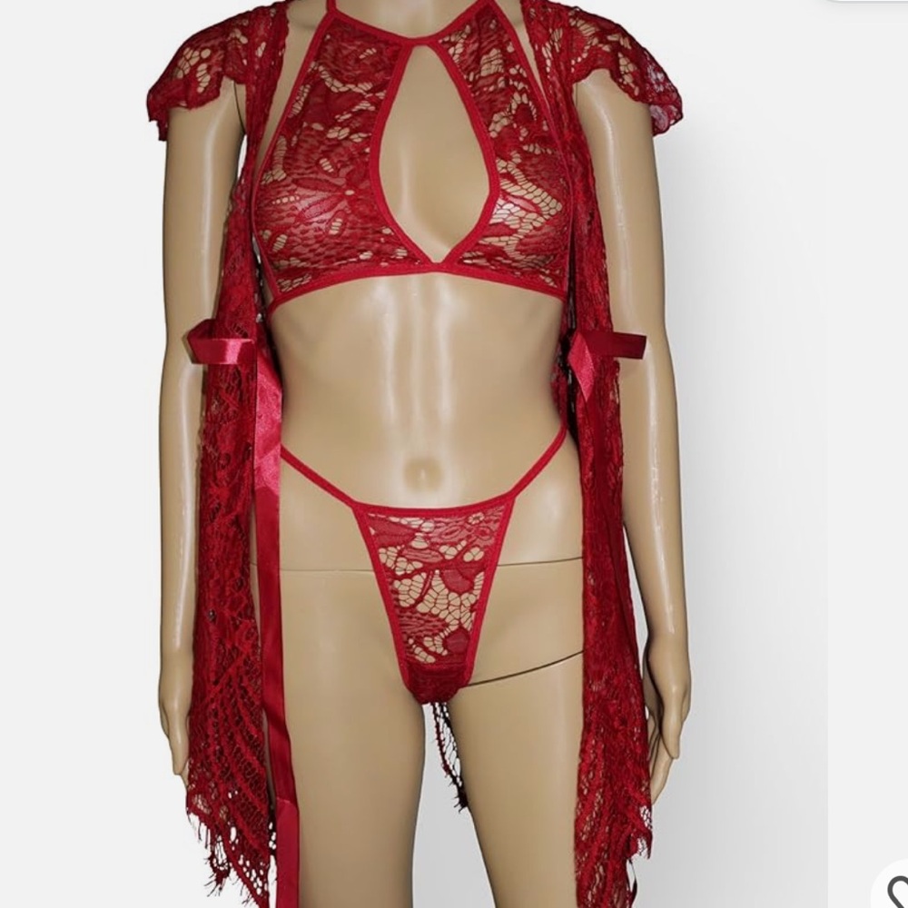 Elegant Red Lace Lingerie Set